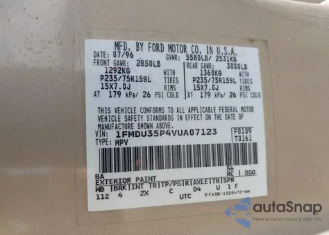 1997 Ford Explorer Eddie Bauer/Limited/Xlt из США, поврежденный, VIN 1FMDU35P4VUA07123